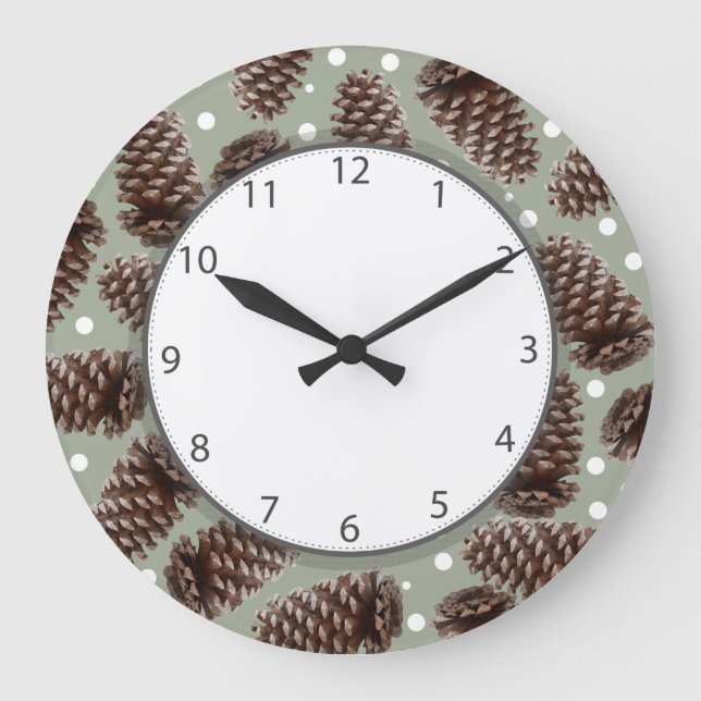 Pine Cones Large Clock (Front)