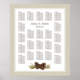 Pine Cones Light Burlap Wedding Seating Chart