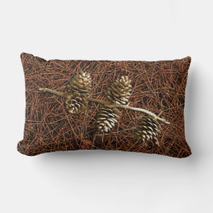 Pine Cones On Fallen Needles Lumbar Pillow