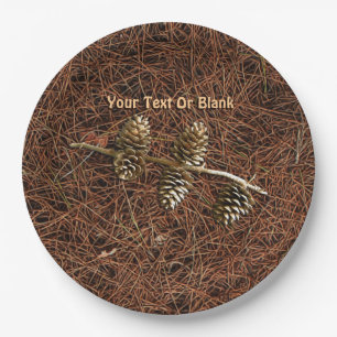 Pine Cones On Fallen Needles Paper Plate