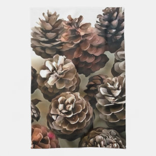 Pine Cones Organic Christmas Ornaments Art Kitchen Towel