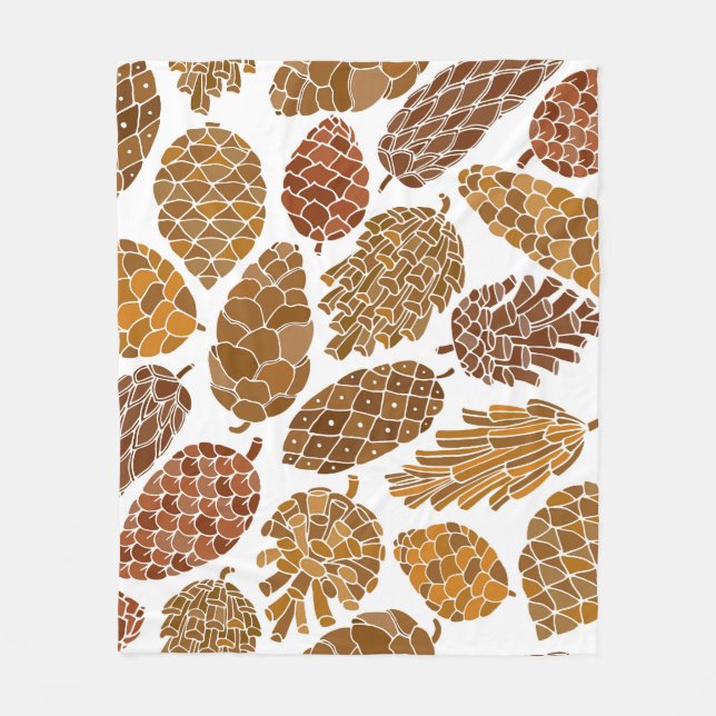 Pine cones pattern illustration. fleece blanket (Front)