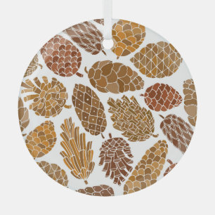 Pine cones pattern illustration. glass ornament