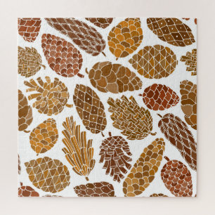 Pine cones pattern illustration. jigsaw puzzle
