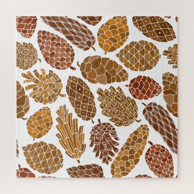 Pine cones pattern illustration. jigsaw puzzle (Vertical)