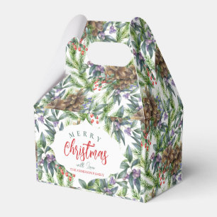 Pine cones pattern Merry Christmas floral Favor Box