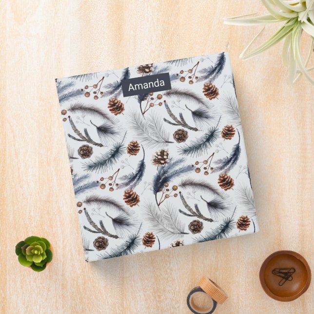 Pine Cones & Pine Needles Christmas Pattern Binder (In Situ)