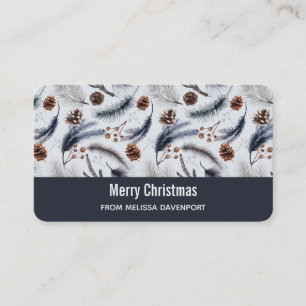 Pine Cones & Pine Needles Christmas Pattern Business Card