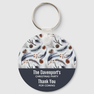 Pine Cones & Pine Needles Christmas Pattern Keychain