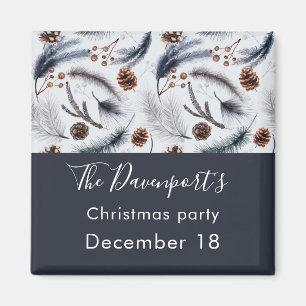 Pine Cones & Pine Needles Christmas Pattern Magnet