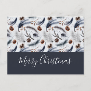 Pine Cones & Pine Needles Christmas Pattern Postcard