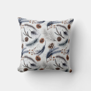 Pine Cones & Pine Needles Christmas Pattern Throw Pillow