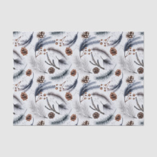 Pine Cones & Pine Needles Christmas Pattern Tissue Paper