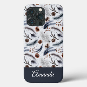 Pine Cones & Pine Needles Watercolor Pattern iPhone 13 Pro Case