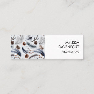 Pine Cones & Pine Needles Watercolor Pattern Mini Business Card