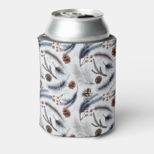 Pine Cones & Pine Needles Winter Pattern Can Cooler