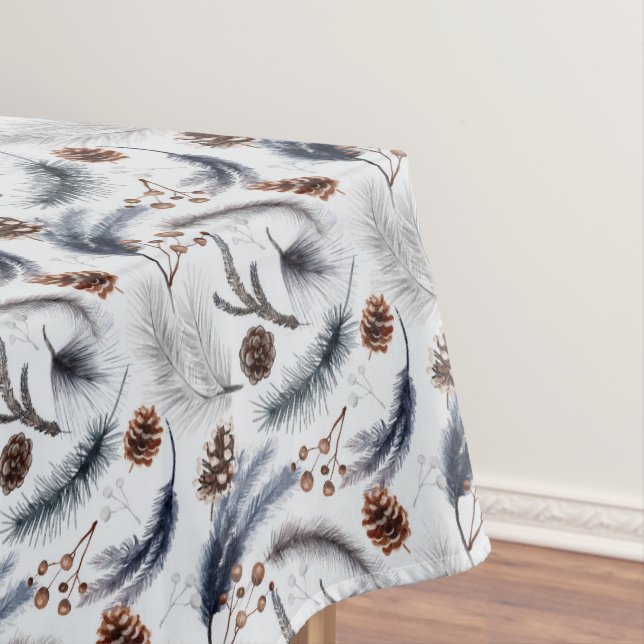 Pine Cones & Pine Needles Winter Pattern Tablecloth (In Situ)