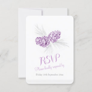 Pine cones purple wedding RSVP