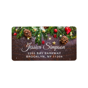 Pine Cones Rustic Holiday Return Address Label