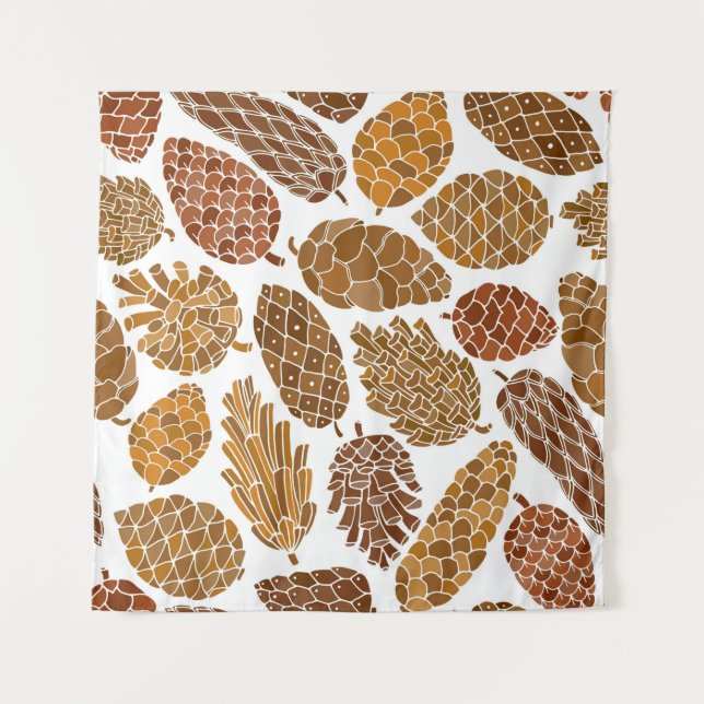 Pine cones seamless pattern tapestry (Front)