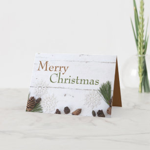 Pine Cones & Snowflakes, Christmas Greeting Card