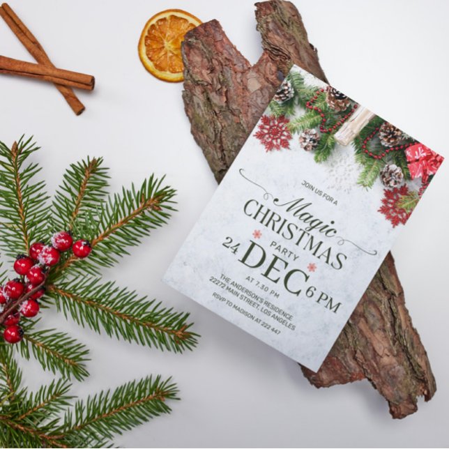 Pine Cones & Snowflakes Noël Invitation (Créateur téléchargé)