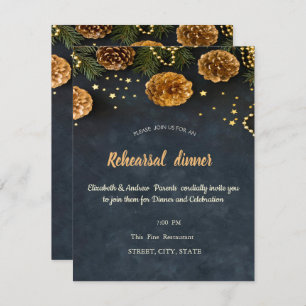 Pine Cones, Stars Rehearsal Dinner Invitation