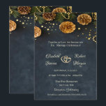 Pine Cones, Stars Wedding Invitation<br><div class="desc">Pine cones with stars wedding invitation. Beautifully wedding invitation that can be customized with your name. Select the "customize" button to change the font style,  colour,  and size.</div>