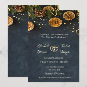 Pine Cones, Stars Wedding Invitation