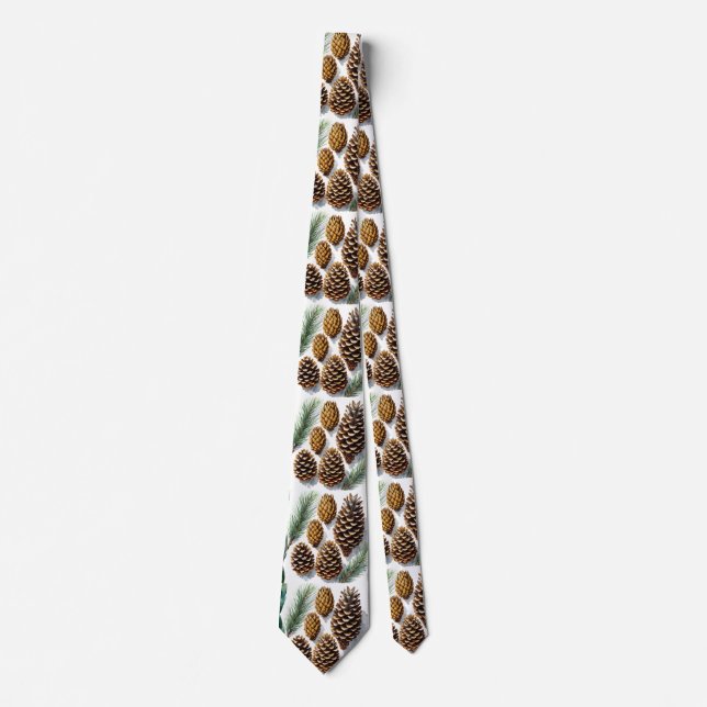 Pine Cones Watercolor Botanical Art Tie (Front)