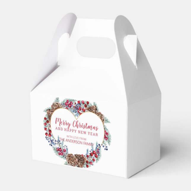 Pine Cones Wreath  Favor Box (Front Side)