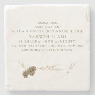 Pine ConesThe Names of God Christian  Stone Coaster