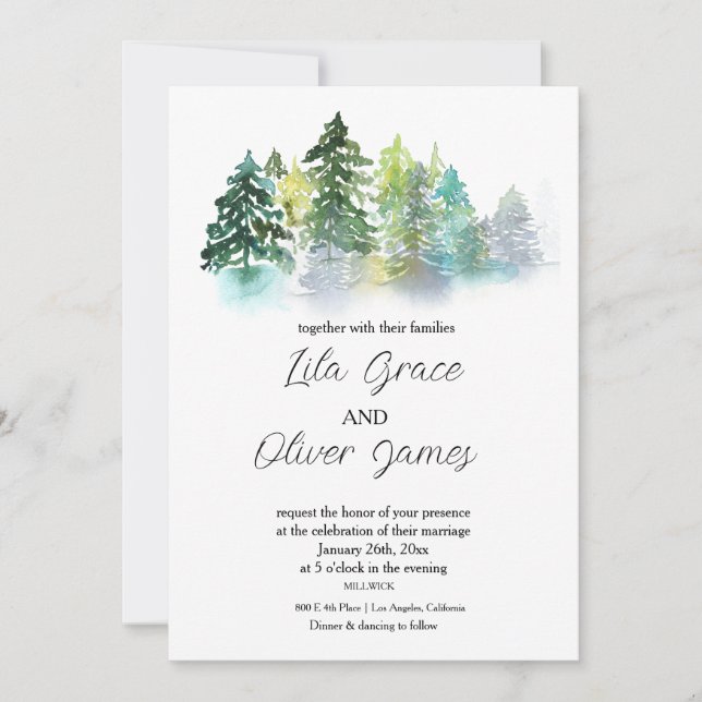 Pine Crest Wedding Invitation  (Front)