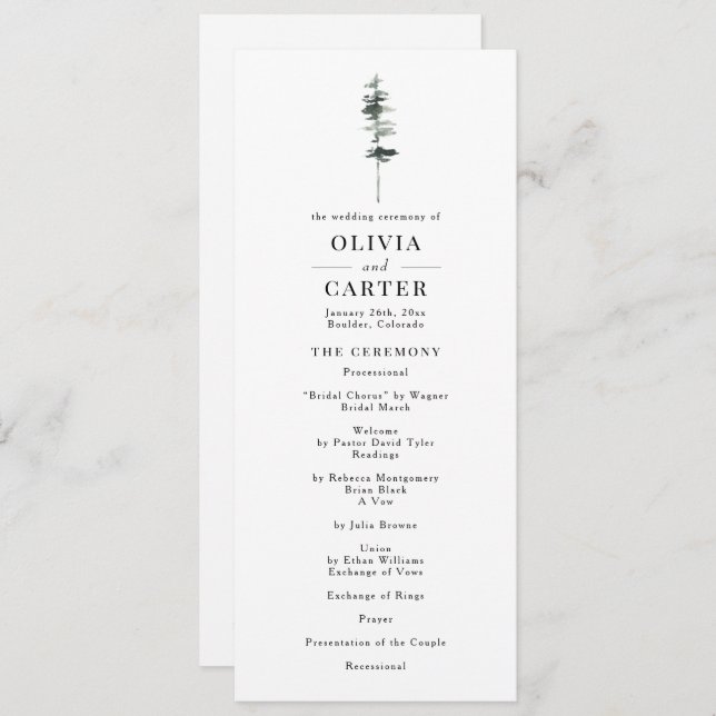Pine Crest Wedding Program (Front/Back)