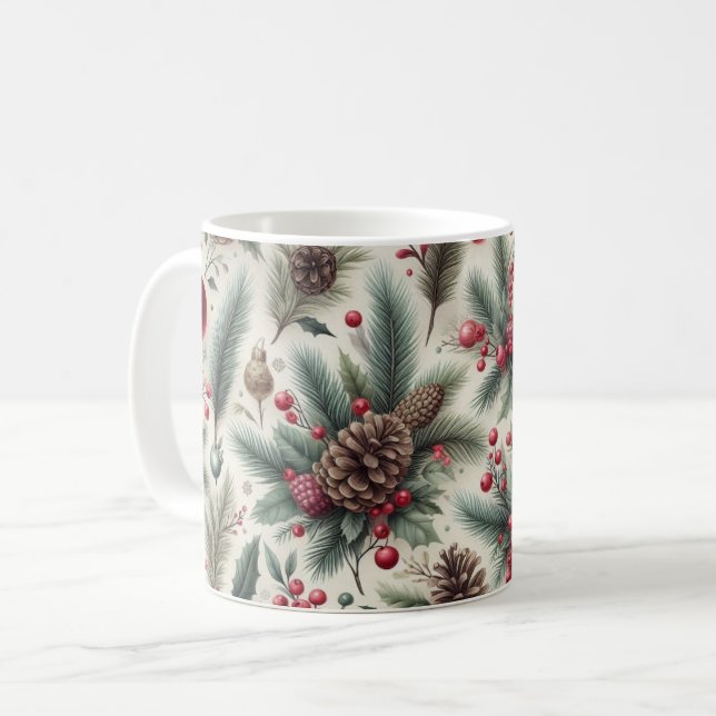 Pine de Noël Cone Sucre de canne café Mug (Devant gauche)