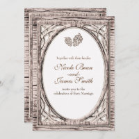 Pine de pin rustique Conne blanc Bois Invitations