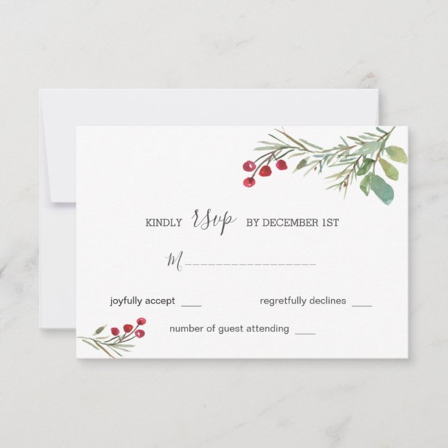 Pine d'hiver Cones Berry Mariage RSVP (Devant)