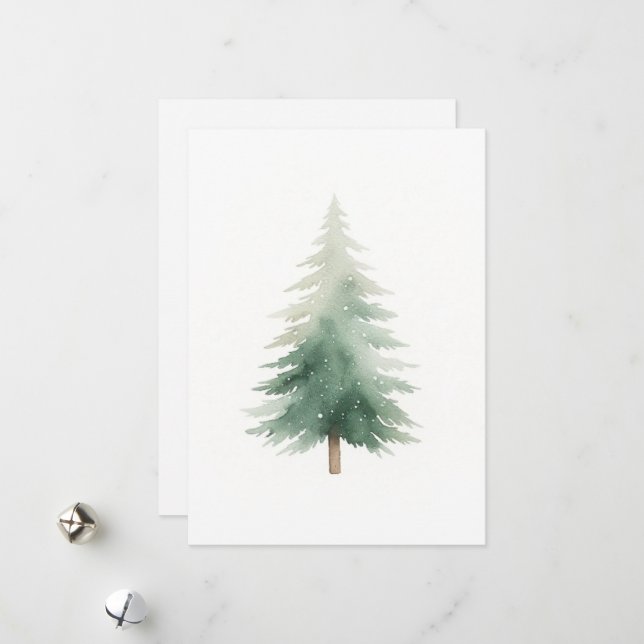 Pine d'hiver Noël Arbre d'eau Carte de vacances (Devant/Arrière en situation)