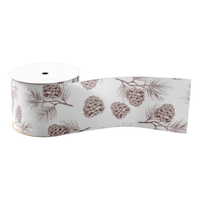 Pine fir christmas tree cedar spruce cones grosgrain ribbon (Spool)