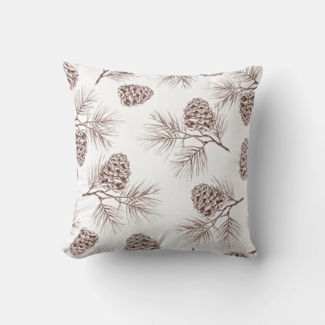 Pine fir christmas tree cedar spruce cones throw pillow (Front)