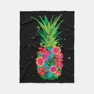 Pine Flowers Women Men Aloha Hawaii Vintage Fleece Blanket
