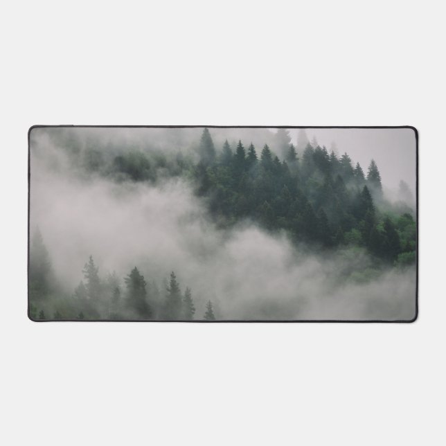 pine foggy forest xxl large extended desk mouse  desk mat (Front)
