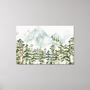 Pine Forest and Mountains Canvas Print