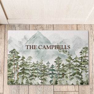 Pine Forest and Mountains Doormat