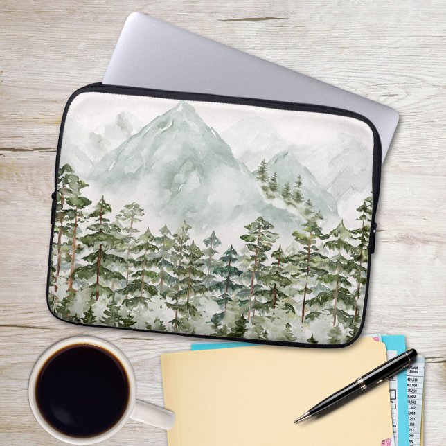 Pine Forest and Mountains Laptop Sleeve (In situ)