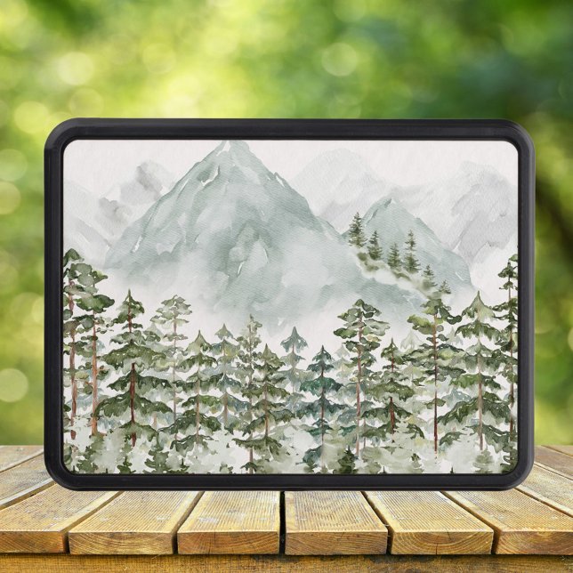 Pine Forest and Mountains Trailer Hitch Cover (Close up nature)
