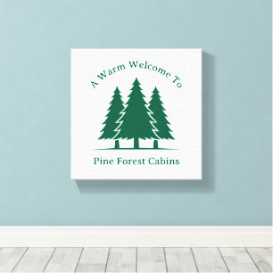 Pine Forest Custom Colour and Text Welcome Canvas Print