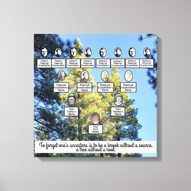Pine Forest Family Tree Four Generation Canvas Art (Front)