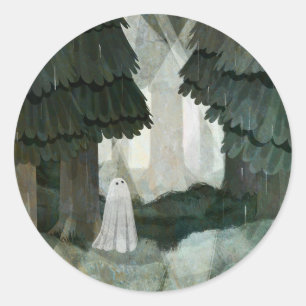 Pine Forest Ghost Classic Round Sticker