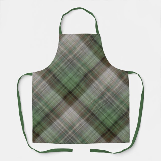 Pine Forest Green and Brown Plaid Apron (Front)